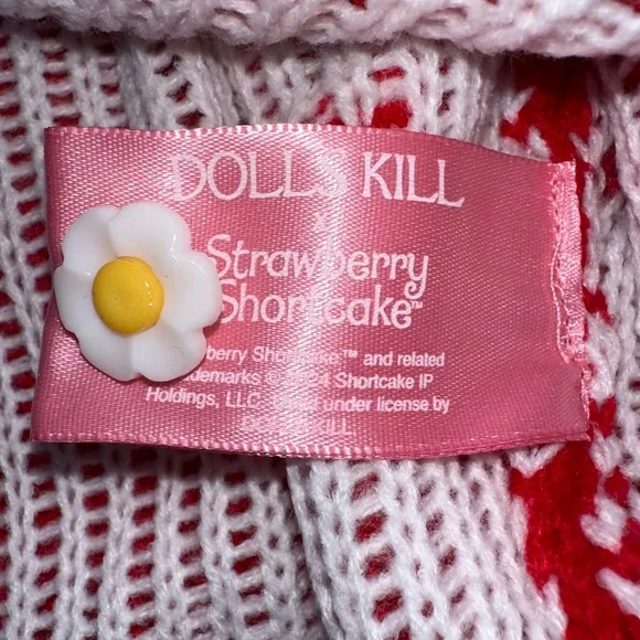 💌[ Dolls Kill ] Strawberry Shortcake Berry Charms Intarsia Cardigan Sweater - Picture 6 of 12